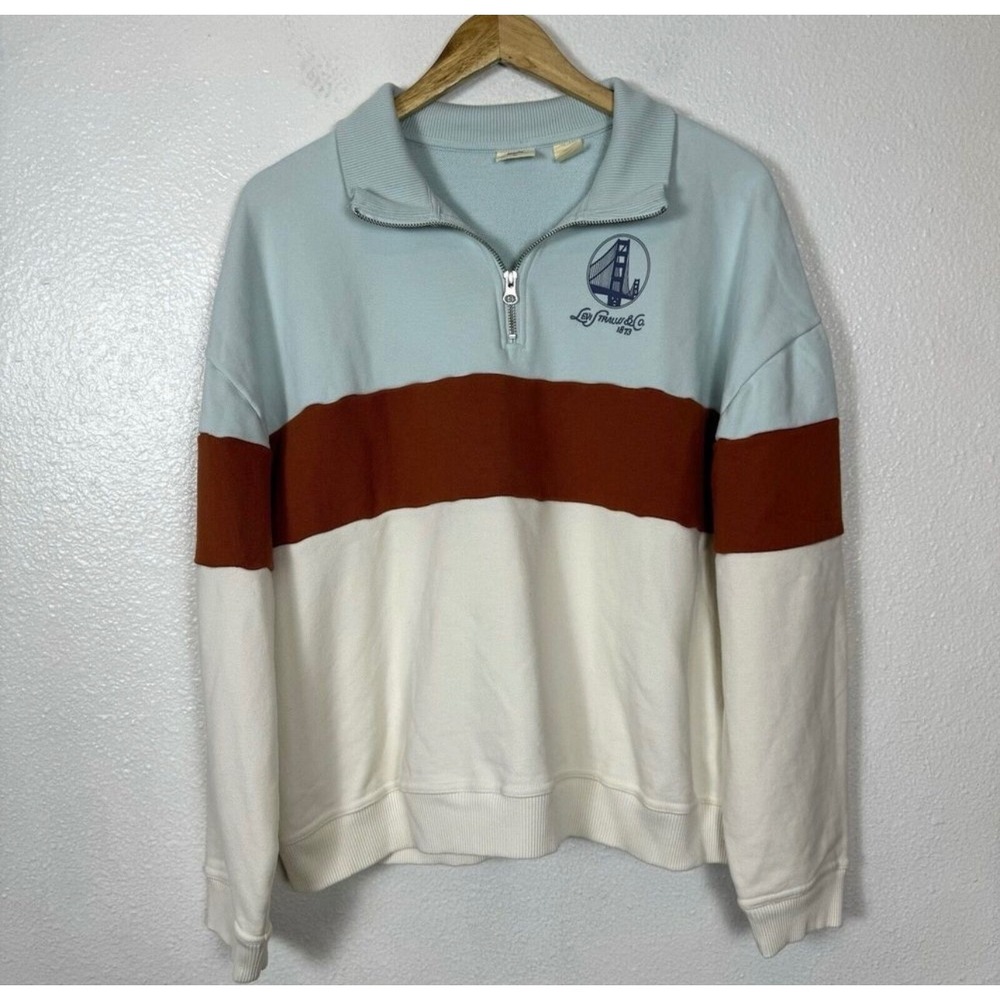 Levis 1/4 Zip Pullover Graphic Rue Sweatshirt Womens XL Colorblock Golden Gate
